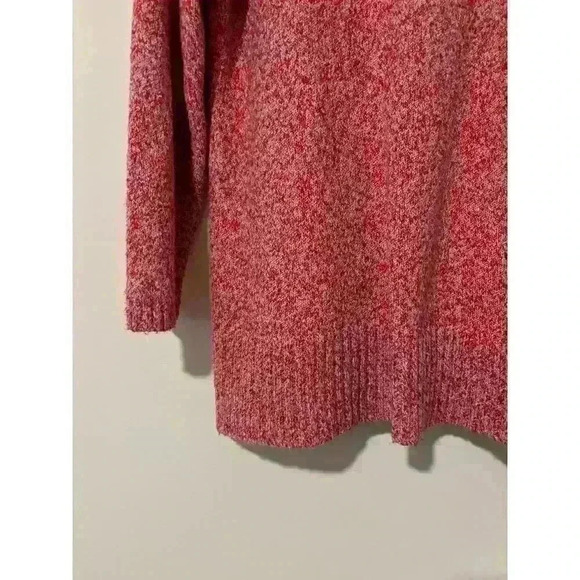 J. Jill Women L Red Pink Heathered Front Pocket Cotton Blend Sweater Lagenlook - Picture 8 of 9